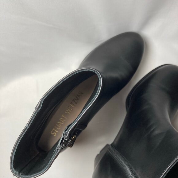 Stuart Weitzman Ande Leather Block-Heel Booties - Picture 6 of 7